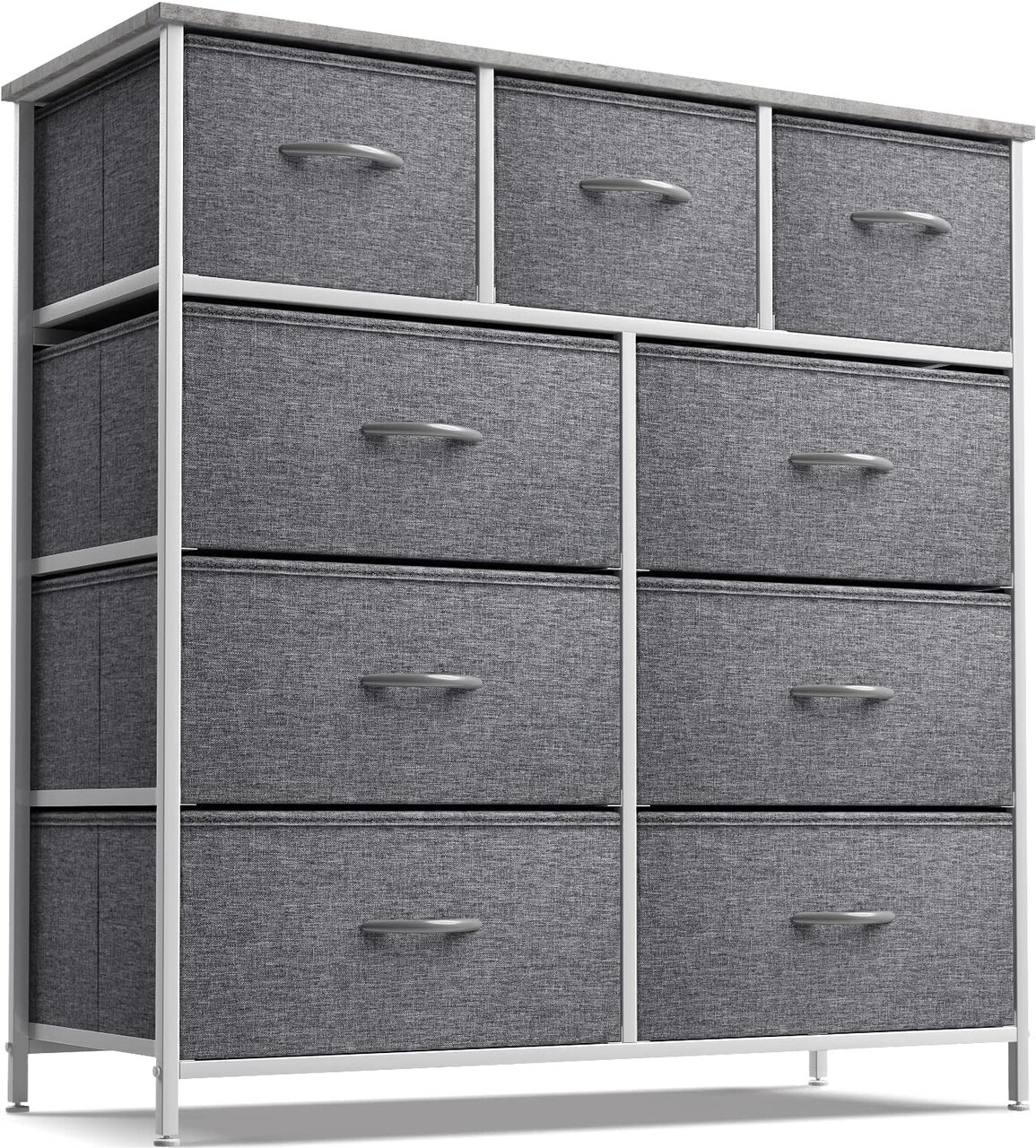 Sorbus Dresser with 9 Drawers - Furniture Storage Chest Tower Unit for Bedroom, Closet, etc - Steel Frame, Wood Top, Fabric Bins